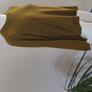 H&M crew neck side zipper gold thread sweater